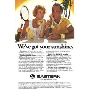 Eastern Airlines Sunshine Sports Mexico 1980s Vintage Print Ad 9 inch Tall